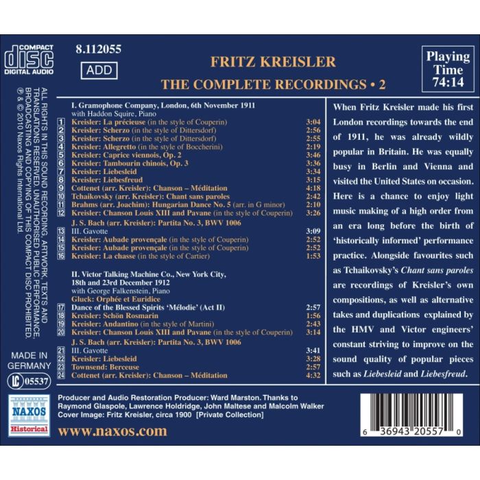 Kreisler: Complete Recordings Vol. 2 (1911-1912) - slide-1