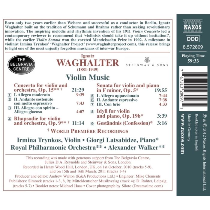 Waghalter: Violin Concerto, Rhapsodie, Violin Sonata, Idyll, Geständnis - slide-1