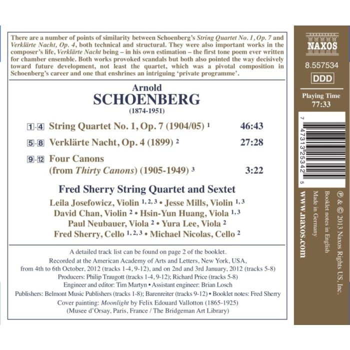 Schoenberg: Verklärte Nacht, String Quartet No. 1, Four Canons - slide-1