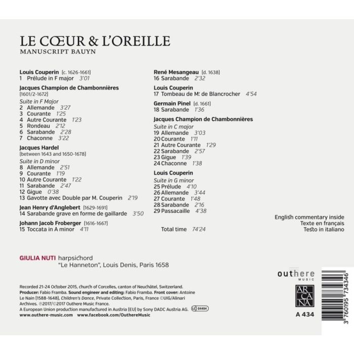 Le Coeur & l’Oreille, Manuscript Bauyn - Chambonnières/Couperin/Hardel/Pinel - slide-1