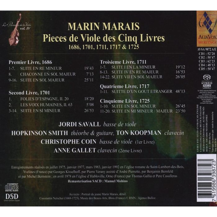 Marais: Pieces de viole des Cinq Livres 1686, 1701, 1711, 1717 & 1725 - slide-1