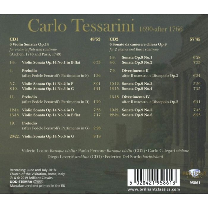 Tessarini: 6 Violin Sonatas Op. 14; 6 Trio Sonatas Op. 9 - slide-1