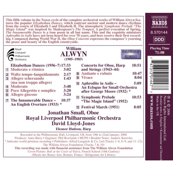 William: Elizabethan Dances, Oboe Concerto - slide-1