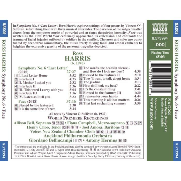Harris: Face; Symphony No. 6 ‘Last Letter’ - slide-1