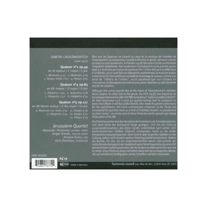 Shostakovich: Quatuors n° 1, 4 & 9  - slide-1