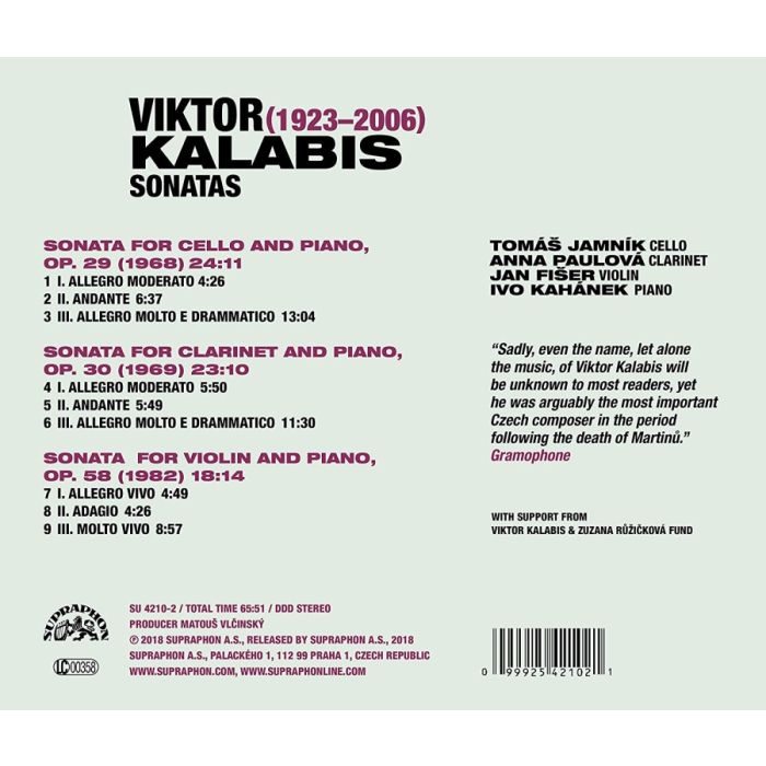 Kalabis: Sonatas for Cello, Clarinet, Violin and Piano - slide-1
