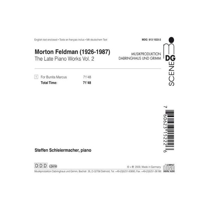 Feldman: The Late Piano Works Vol. 2, For Bunita Marcus - slide-1