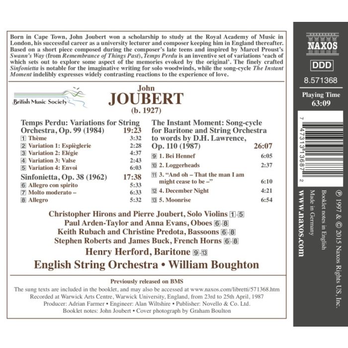 Joubert: The Instant Moment Temps Perdu Sinfonietta - slide-1