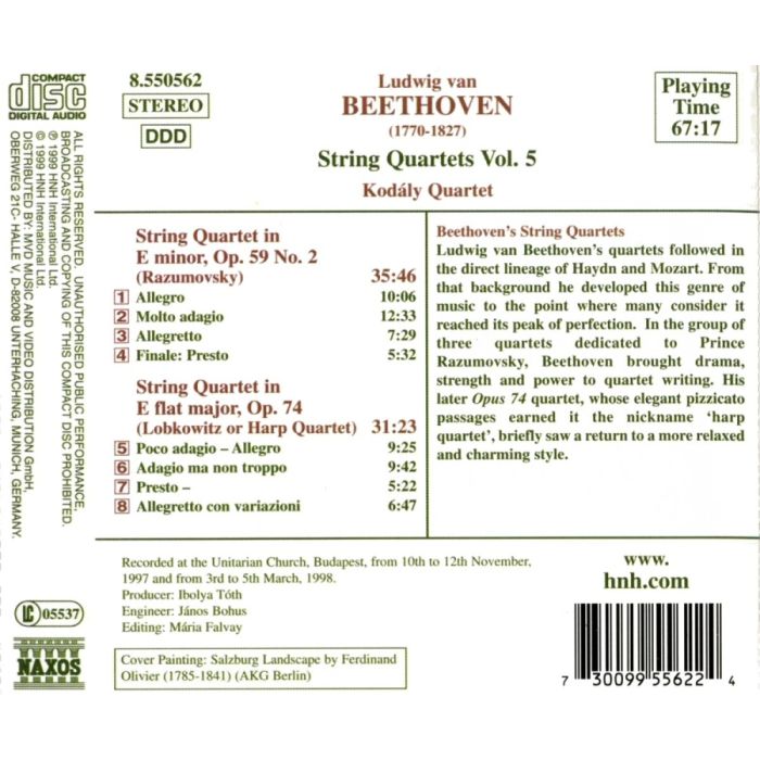 Beethoven: String Quartets, Vol. 5 (Nos. 8), 
