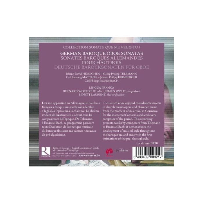 German Baroque Oboe Sonatas - Telemann, Heinichen, Matthes, Kirnberger, C.P.E. Bach - slide-1
