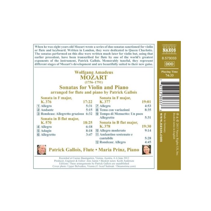 Mozart: Violin Sonatas arranged for flute and piano - slide-1