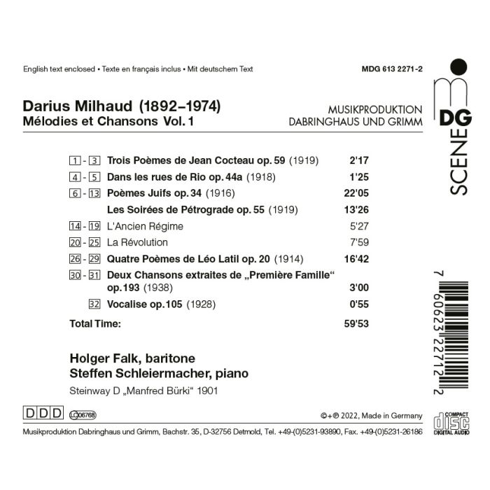 Milhaud: Mélodies et Chansons Vol. 1 - slide-1