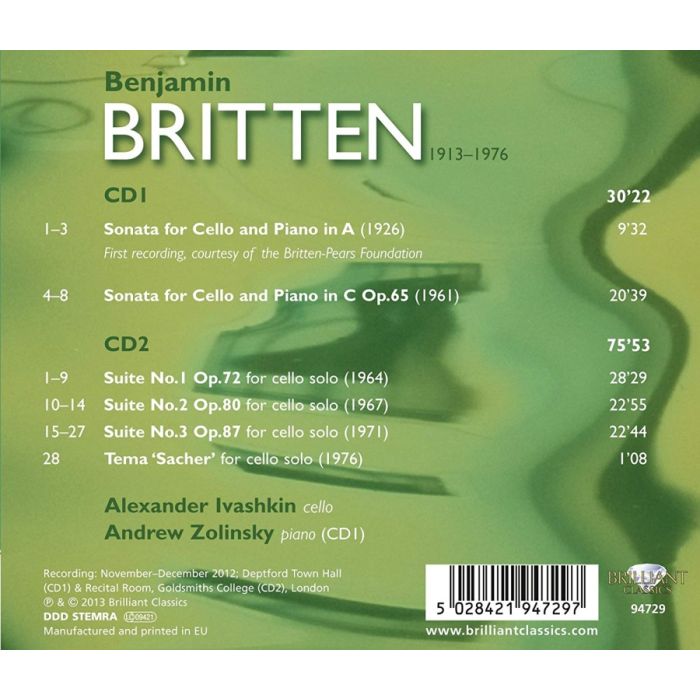 Britten: Complete Music for Cello Solo and Cello and Piano - slide-1