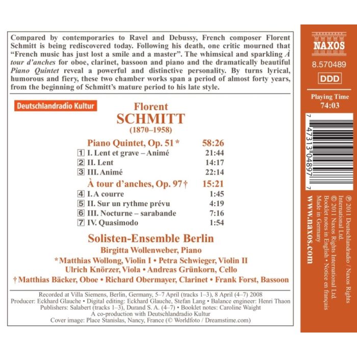 Schmitt: Piano Quintet op. 51, À tour d’anches, Op. 97 - slide-1