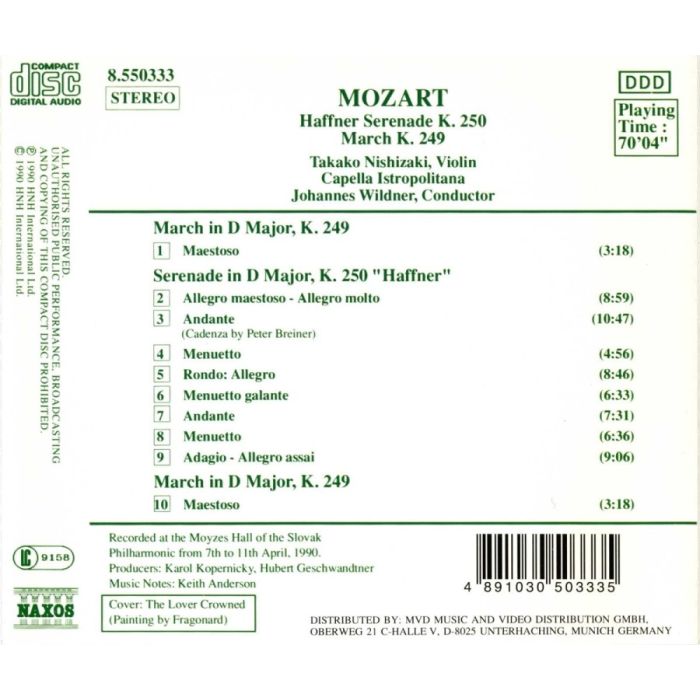Mozart; Haffner Serenade, K. 250, March, K. 249 - slide-1