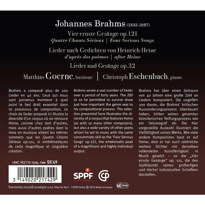 Brahms: Vier ernste Gesänge; Lieder & Gesänge op. 32 - slide-1