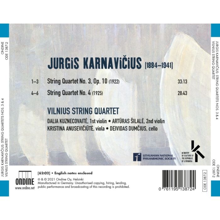 Karnavičius: String Quartets Nos. 3 & 4 - slide-1