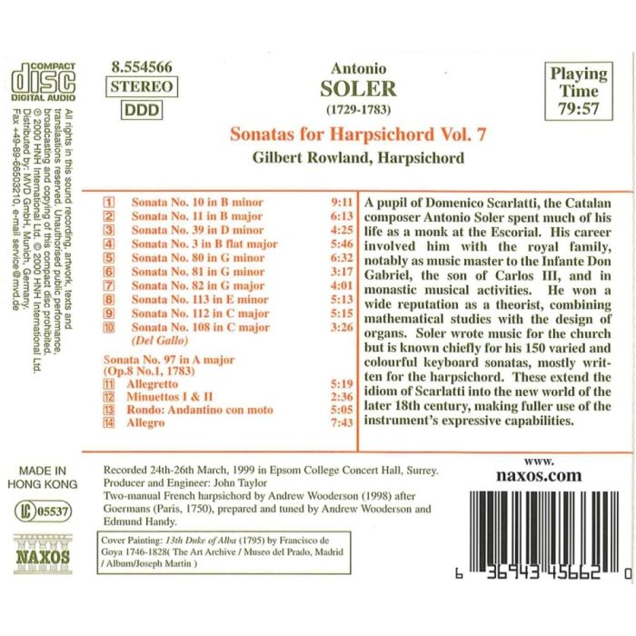 SOLER: Sonatas for Harpsichord, Vol. 7 - slide-1