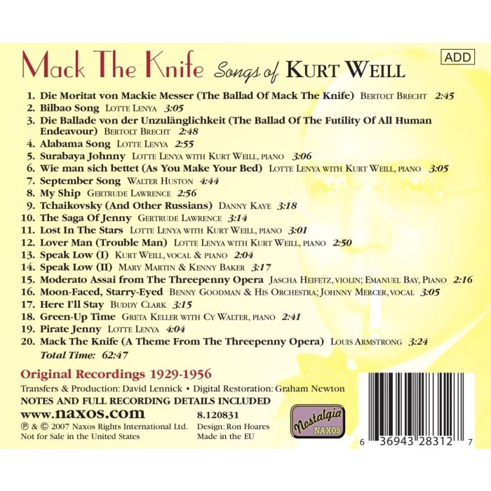 Mack The Knife - Songs of Kurt Weill - slide-1