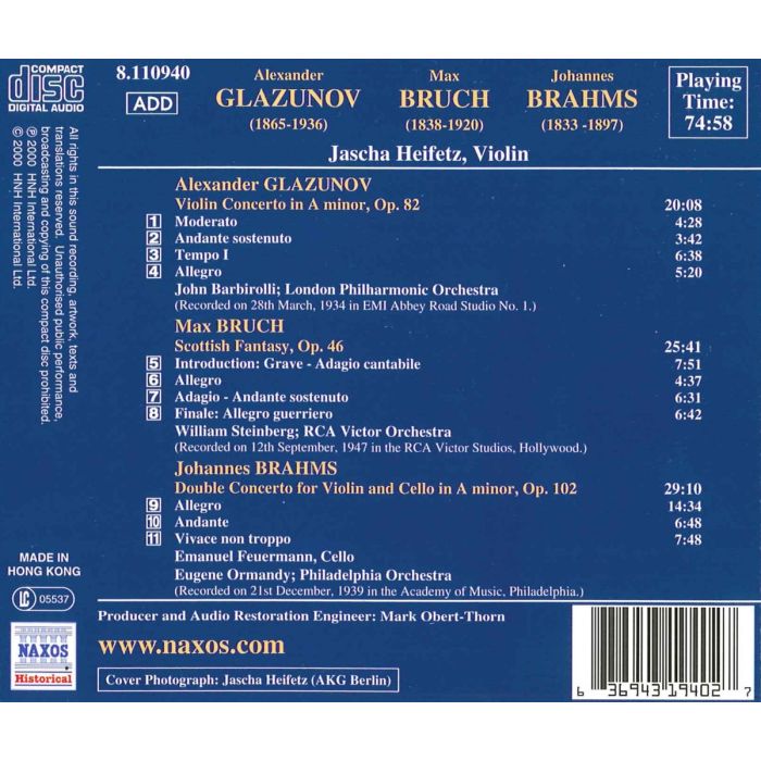 Brahms: Double Concerto / Bruch: Scottish Fantasy / Glazunov: Violin Concerto in A minor - slide-1