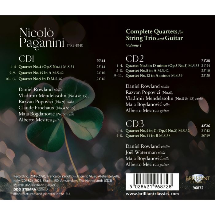 Paganini: Complete Quartets for String Trio and Guitar, Vol. 1 - slide-1