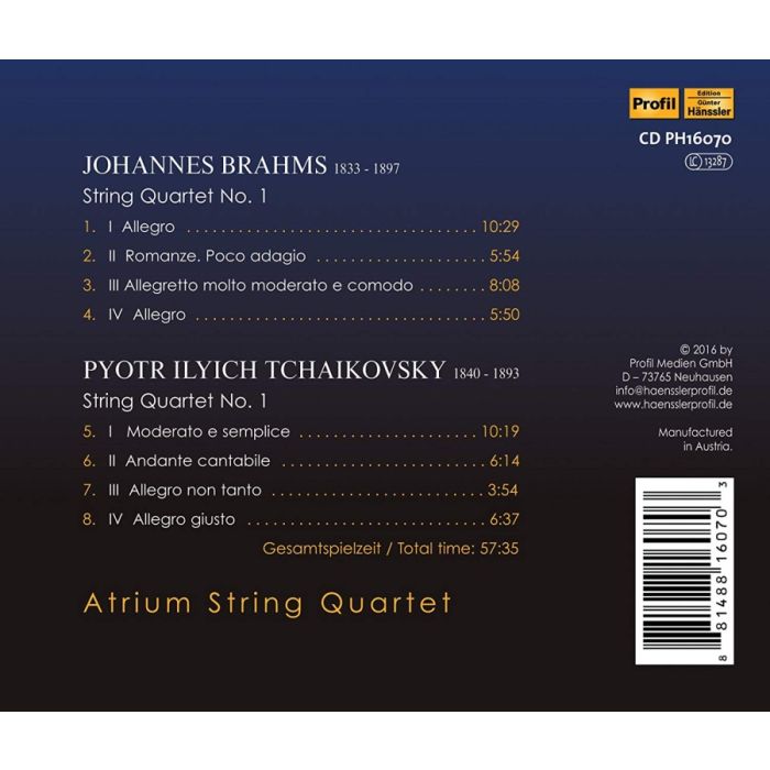 Brahms: String Quartet No. 1; Tchaikovsky: String Quartet No. 1 - slide-1