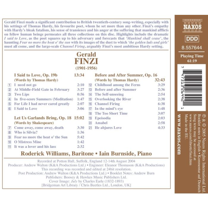 FINZI: I Said to Love; Let Us Garlands Bring (English Song, Vol. 12) - slide-1