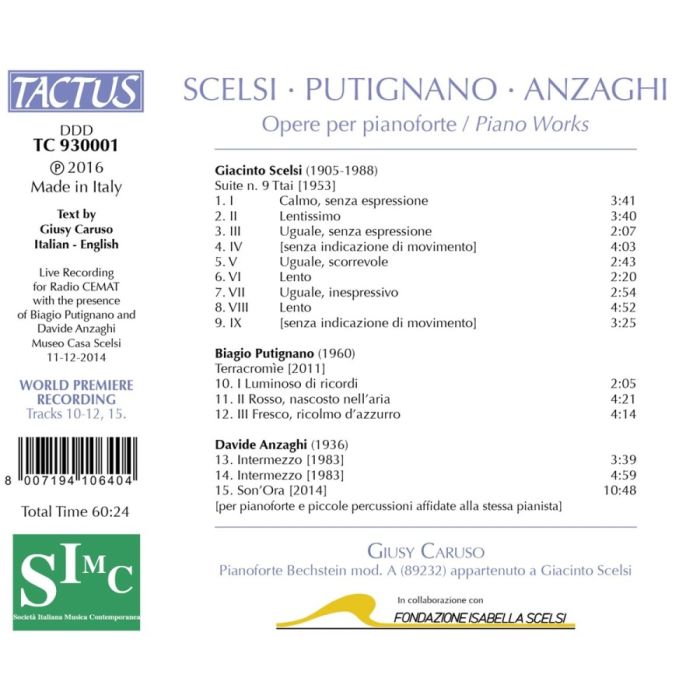 Scelsi, Putignano, Anzaghi: Piano Works - slide-1