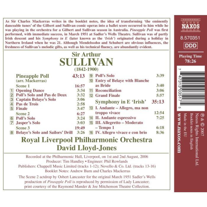 Sullivan: Pineapple Poll, Irish Symphony - slide-1