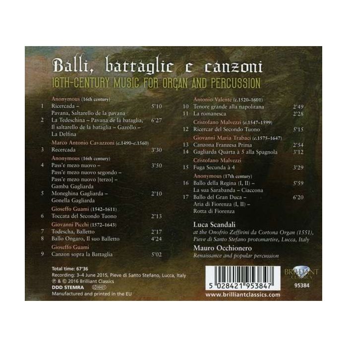 Balli, battaglie e canzoni: 16th Century Music for Organ and Percussion - slide-1