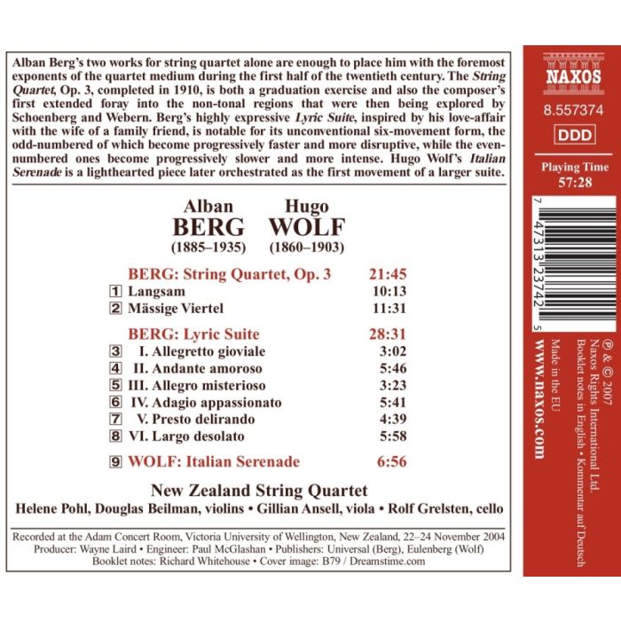 Berg: String Quartet, Lyric Suite, Wolf: Italian Serenade - slide-1