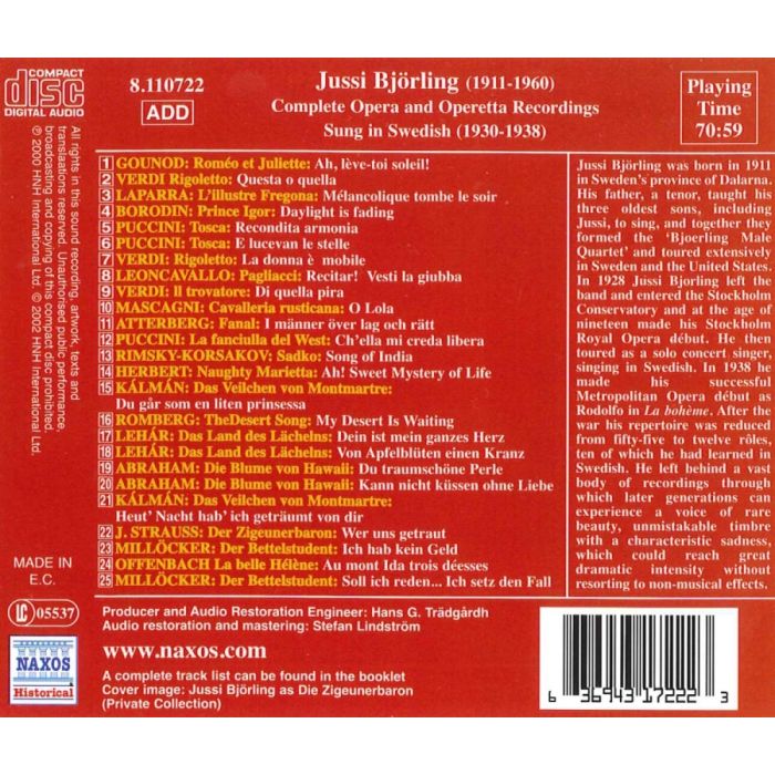BJORLING, Jussi: Bjorling Collection, Vol. 1: Opera and Operetta Recordings (1930-1938) - slide-1