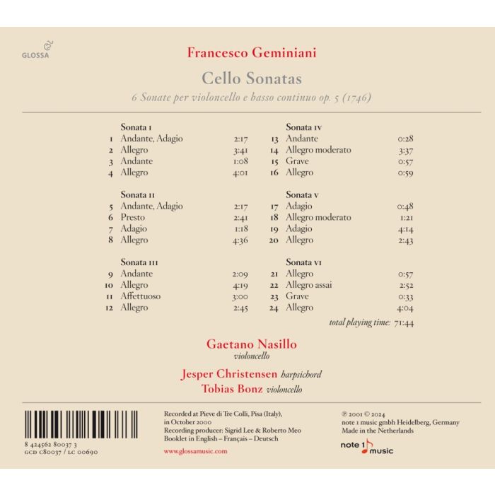 Geminiani: Cello Sonatas op. 5 - slide-1