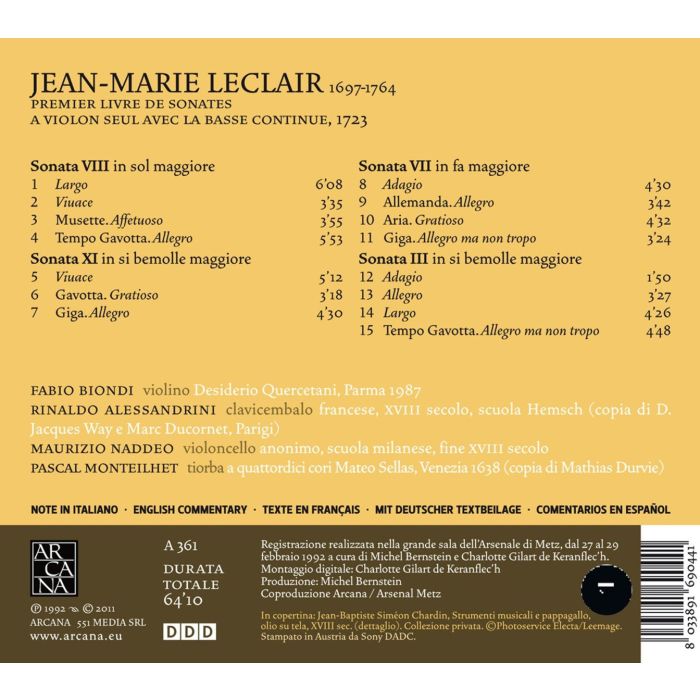 Leclair: Premier Livre de Sonates a Violon Seul avec la basse continue - slide-1