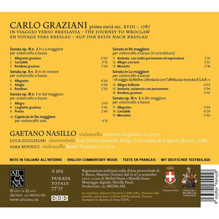 Carlo Graziani: In viaggio verso Breslavia (Podróż do Wrocławia): Sonate a violoncello solo e basso - slide-1