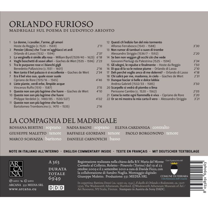 Orlando Furioso - Madrigals on Ludovico Ariosto’s epic poem - slide-1