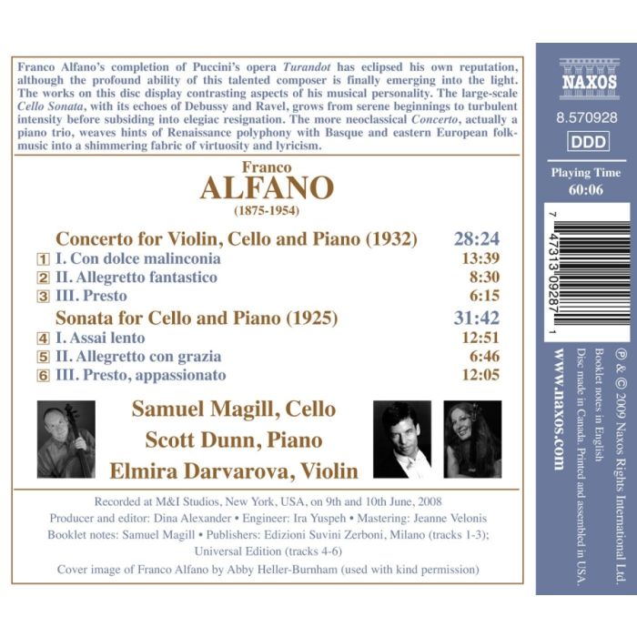Alfano: Cello Sonata, Concerto for Violin, Cello and Piano - slide-1
