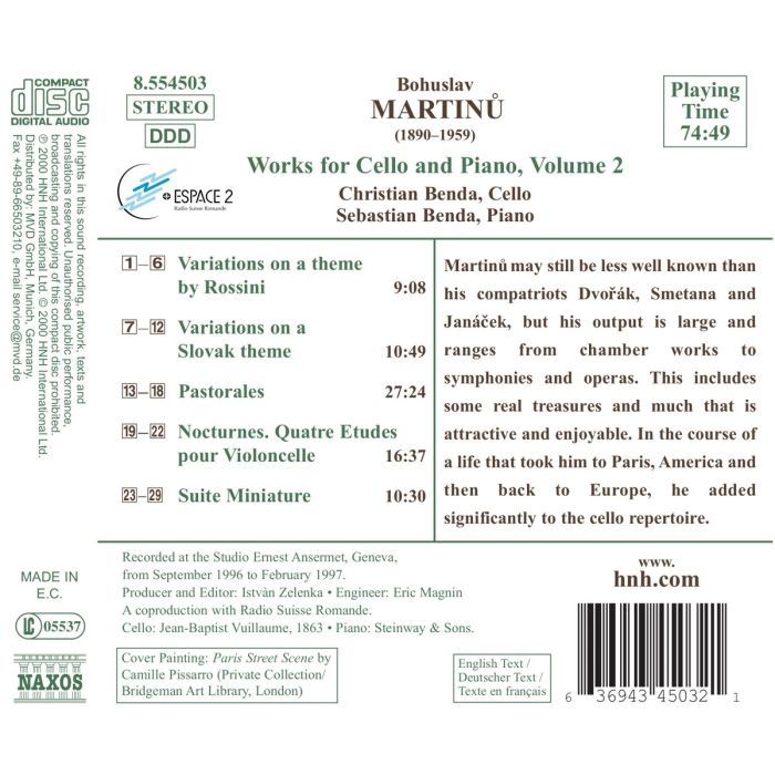 MARTINU: Works for Cello vol. 2 - slide-1