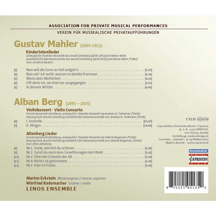Mahler: Kindertotenlieder; Berg: Violin Concerto, Altenberg Lieder - slide-1