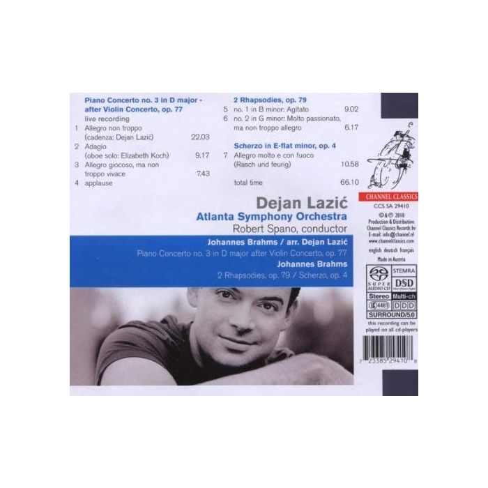 Brahms:  (aranżacja Dejan Lazic): Piano Concerto no. 3 in D major - after Violin Concerto op. 77, 2 Rhapsodies op. 79, Scherzo in E-flat minor op. 4 - slide-1