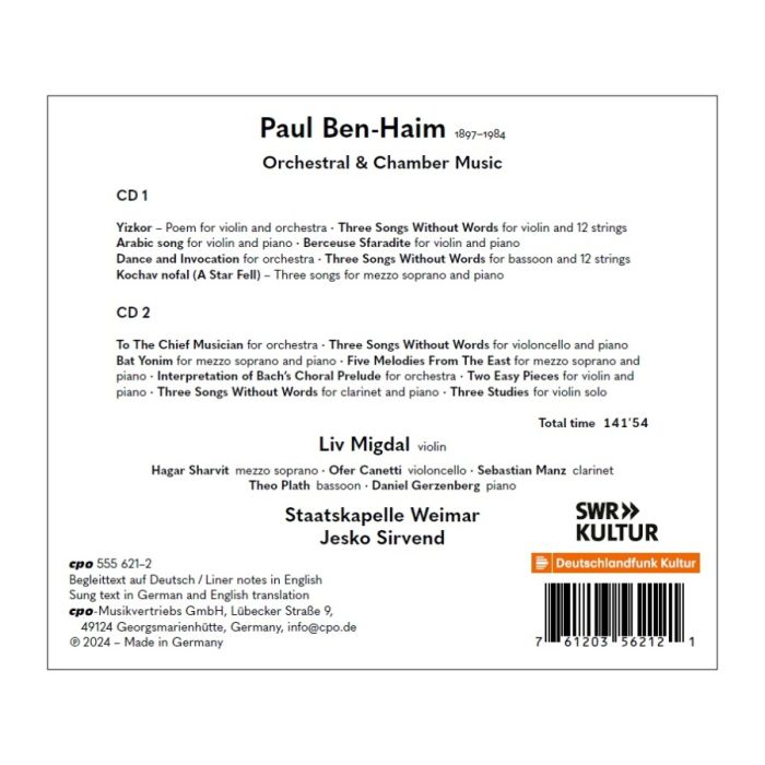 Ben-Haim: Orchestral & Chamber Music - slide-1