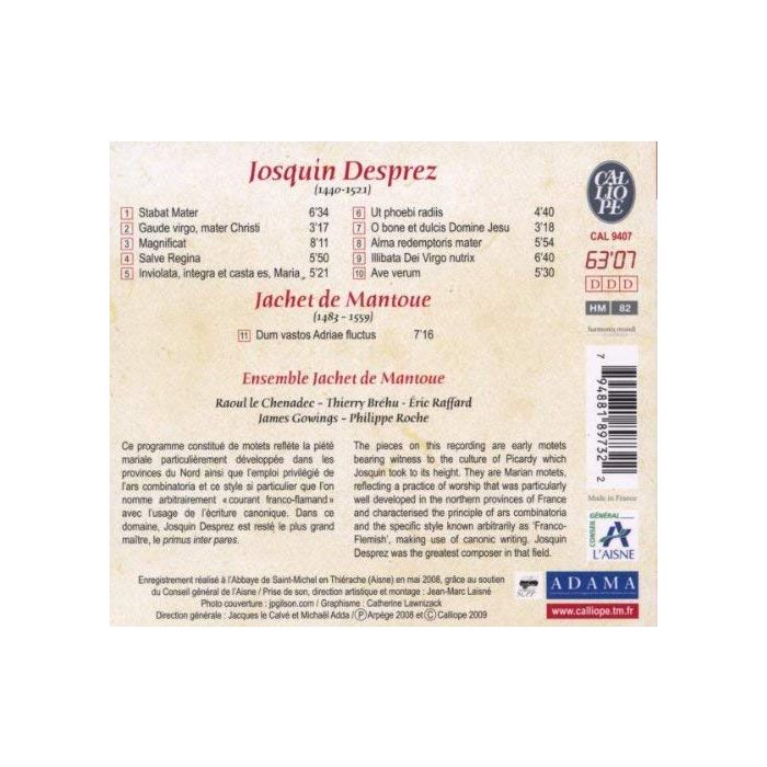 Desprez: Motets, Stabat Mater & Salve Regina, Mantoue: Dum vastos Adriae fluctus - slide-1