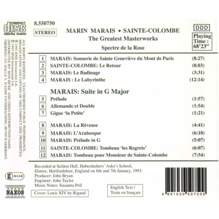 MARAIS / SAINTE-COLOMBE: The Greatest Masterworks for Viols - slide-1
