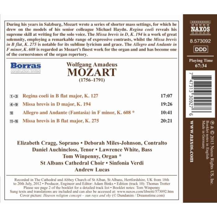 Mozart: Missa Brevis K. 194, Missa brevis K. 275, Regina coeli K. 127 - slide-1