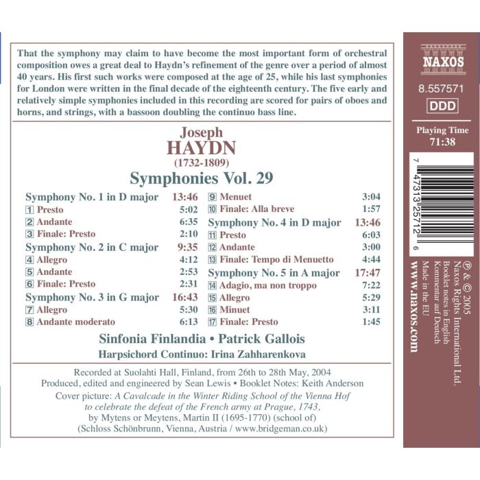 HAYDN: Symphonies, Vol. 29 - Nos. 1, 2, 3, 4, 5 - slide-1