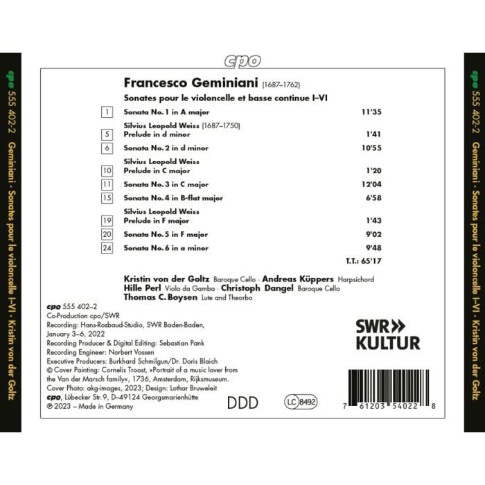 Geminiani: Sonates pour le Violoncelle et Basse Continue I-VI - slide-1