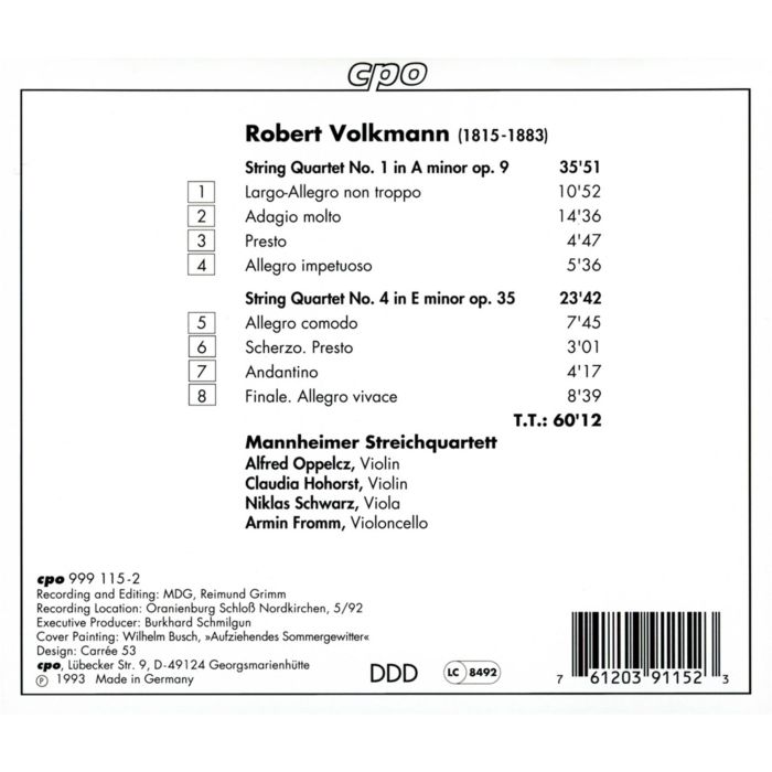 VOLKMANN: String quartets 1 & 4 - slide-1