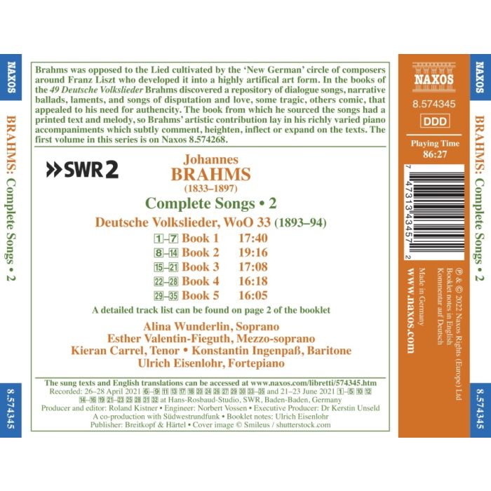 Brahms: Complete Songs Vol. 2 - slide-1