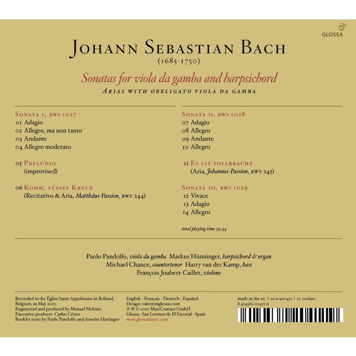 Bach: Sonatas for viola da gamba & harpsichord BWV1027-1029, Arias with obbligato viola da gamba - slide-1