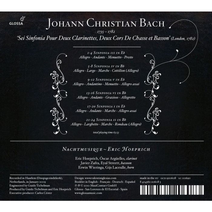 Bach, J.C.: ‘Sei Sinfonia’ London 1782 - ‘Sei Sinfonia Pour Deux Clarinettes, Deux Cors de Chasse et Basson’ - slide-1